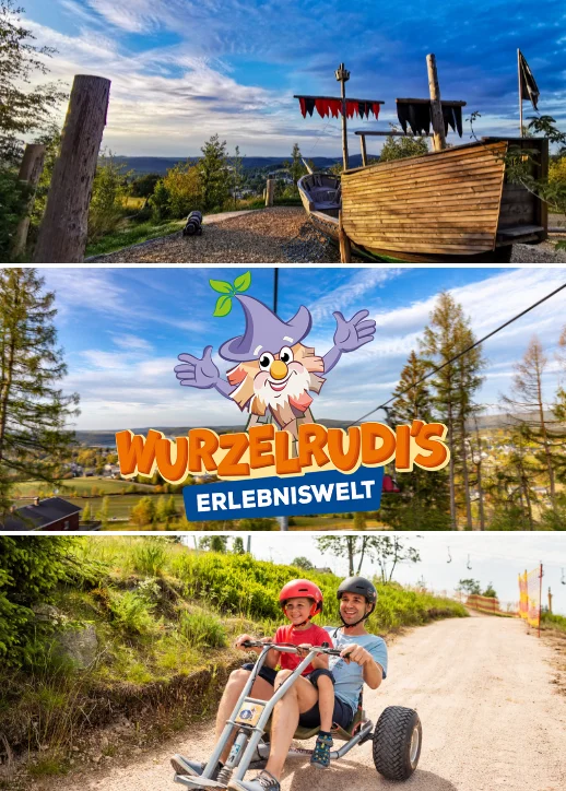 Eine Bildercollage aus Wurzelrudis Erlebniswelt
