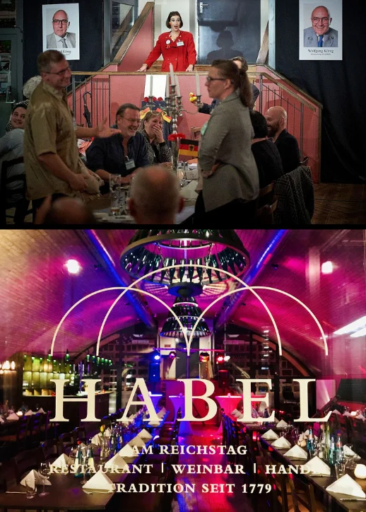 Restaurant Habel am Reichstag in Berlin, bekannt für interaktive Dinner-Krimis und ein köstliches 3-Gänge-Menü.