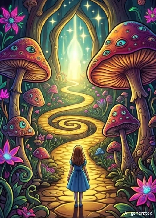 Immersive Ausstellung "Das Wunderland von Alice" , die die magische Welt von Alice erlebbar macht.